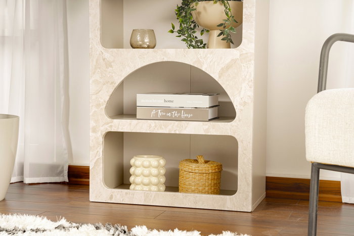 Hanah Home Estantería Estilo Mármol Travertino y Arenisca - 60x150x32 cm, Moderna, Melamina y MDF